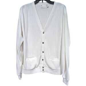 Vintage 1970's Arnold Palmer White Button Up V Neck Cardigan sz L